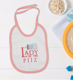 BK Kids Lady Of The Piiz Tasarımlı Pembe Bebek Mama Önlüğü-1