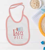 BK Kids Lady Of The Piiz Tasarımlı Pembe Bebek Mama Önlüğü-1