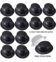 Siyah Renk Simli Melon Yuvarlak Parti Şapkası 12 Adet