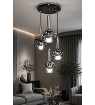 Globe Black & Silver QUAD Plafonyer Krom Cam Avize