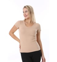 Rooted-Kadın Basic V Yaka T-shirt ,Fitilli Kaşkorse Kumaş bluz