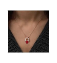 925 Ayar Gümüş Rose Kırmızı Gül Kolye