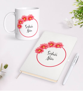 BK Gift Kişiye Özel İsimli Beyaz Defter Kalem Kupa Seti-6