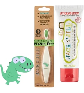 Jack N Jill Bebek Çocuk Diş Seti (Dino Diş Fırçası + Çilek Aromalı Macun 50G)