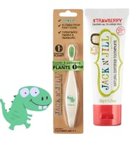 Jack N Jill Bebek Çocuk Diş Seti (Dino Diş Fırçası + Çilek Aromalı Macun 50G)