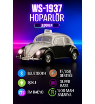 WS-1937 Radyolu Işıklı Nostaljik Volkswagen Araba Bluetooth Hoparlör Fm Aux Tf Destekli Speaker