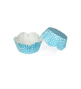 Kek Kalıbı Pet Kapsül 65*38 Mm Kağıt Cupcake Kağıdı (100 Adet)  Puantiyeli Mavi