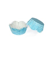 Kek Kalıbı Pet Kapsül 65*38 Mm Kağıt Cupcake Kağıdı (100 Adet)  Puantiyeli Mavi