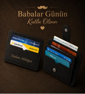 Babalar Günü Hediyesi Kişiye Özel İsimli Kartlık (Siyah)