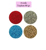Dökme Cam Kum Boncuk (11/0) 2 mm - 4 Renk - Toplam 80 Gram - BNC404