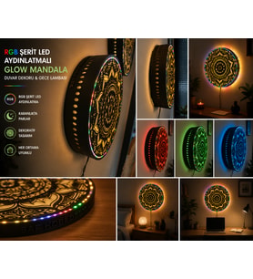 RGB Şerit LED Aydınlatmalı Glow Mandala Duvar Dekoru