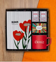 Kişiye Özel Çay / Nescafe Finanı, Tasarımlı Defter, Kalem, Aroalı Türk Kahvesi, Magnet Hediye Seti