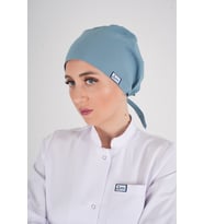 Tesettür Düz Cool Petrol Doktor Hastane Aşçı Hemşire Tesettür Cerrahi Bonesi (Mavi)
