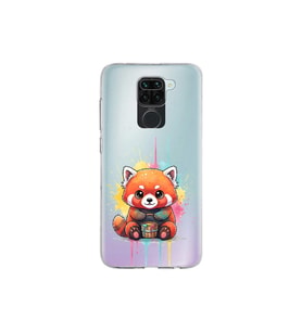 Redmi Note 9 ile Uyumlu Splash Tilki Tasarımlı Şeffaf Silikon Kılıf