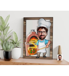 BK Gift Kişiye Özel Erkek Fırıncı Karikatürlü 3D Ahşap Tablo, Sevgiliye Hediye, Arkadaşa Hediye, Yıl Dönümü Hediyesi, Doğum Günü Hediyesi-1