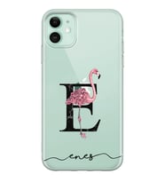 Apple Flamingo Harf Tasarımlı Şeffaf Telefon Kılıfı