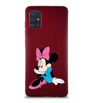 Samsung Galaxy M31S Soft Premier Kapak Minnie Mouse-E Tasarımlı Silikon Kılıf - Mürdüm (Şeffaf)
