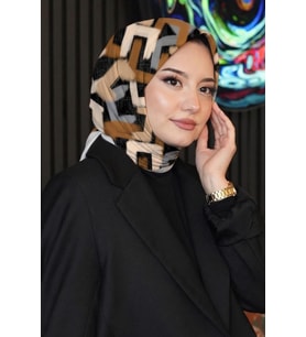 Fırça Desen Bej Soft Pamuk Eşarp (Standart)