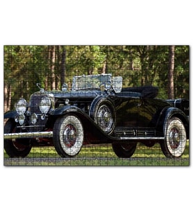 Cakapuzzle Siyah Cadillac Cabrio Antika Araba  Puzzle Yapboz MDF (Ahşap) (120 Parça)