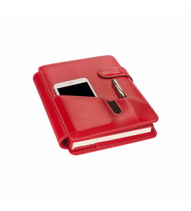Organizer Ajanda Telefon Kılıflı Tarihli Çizgili 168 Yaprak 17x24 Defterli Rainbow Vegan 20x26 cm (Kırmızı)