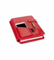 Organizer Ajanda Telefon Kılıflı Tarihli Çizgili 168 Yaprak 17x24 Defterli Rainbow Vegan 20x26 cm (Kırmızı)
