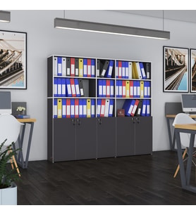 Kenzlife klasör dolabı kilitli gökbörü gri 175*200*30 klasörlük kitaplık ofis arkalıksız