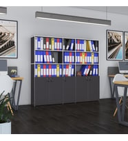 Kenzlife klasör dolabı kilitli gökbörü gri 175*200*30 klasörlük kitaplık ofis arkalıksız