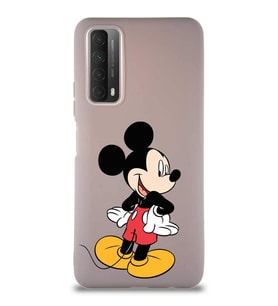 Huawei P Smart 2021 Soft Premier Kapak Mickey Mouse-D Tasarımlı Silikon Kılıf - Pudra (Şeffaf)