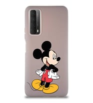 Huawei P Smart 2021 Soft Premier Kapak Mickey Mouse-D Tasarımlı Silikon Kılıf - Pudra (Şeffaf)