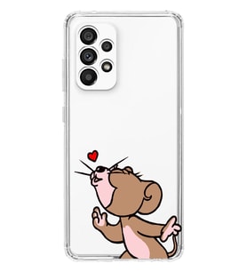 Samsung Galaxy A33 Uyumlu Tom ve Jerry Öpücük Desenli Şeffaf Telefon Kılıfı