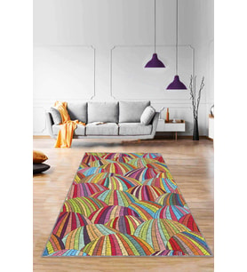Çok Renkli Colorful Kaymaz Tabanlı Dekoratif Halı RV258 - 100 x 160 cm