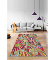 Çok Renkli Colorful Kaymaz Tabanlı Dekoratif Halı RV258 - 100 x 160 cm