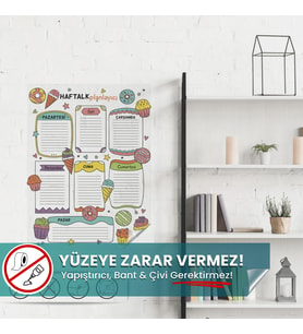Renkli Haftalık Planlayıcı, Yazılıp Silinebilir Akıllı Kağıt, Sihirli Kağıt, Duvar Planlayıcı