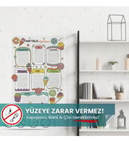 Renkli Haftalık Planlayıcı, Yazılıp Silinebilir Akıllı Kağıt, Sihirli Kağıt, Duvar Planlayıcı