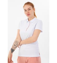 Maraton Regular Kadın Polo Yaka Beyaz T-shirt