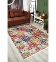 Dijital Kaymaz Yıkanabilir Kırmızı Geometrik Salon Halısı Mutfak Halısı Koridor Halısı Yolluk HLN1665