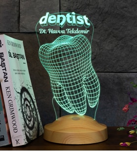 Kendin Tasarla Diş Doktoru Hediyesi Dentist Temalı 3 Boyutlu Led Lamba