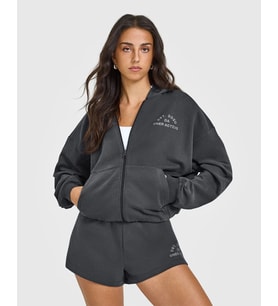 Oner Active Vintage Wash Zip Hoodie - Antrasit