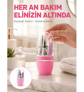 Tırnak Bakım Manikür Pedikür Seti 4 Parça Pembe Pratik Günlük Kullanım Yeni Nesil