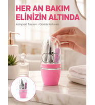 Tırnak Bakım Manikür Pedikür Seti 4 Parça Pembe Pratik Günlük Kullanım Yeni Nesil
