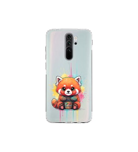 Redmi Note 8 Pro ile Uyumlu Splash Tilki Tasarımlı Şeffaf Silikon Kılıf