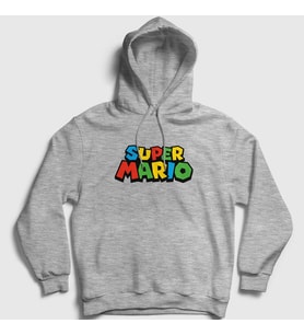 Presmono Unisex Gri Logo Oyun Super Mario Kapüşonlu Sweatshirt 324651tt (Gri)