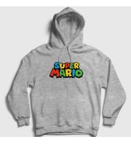 Presmono Unisex Gri Logo Oyun Super Mario Kapüşonlu Sweatshirt 324651tt (Gri)