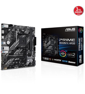 ASUS PRIME B550M-K ARGB DDR4 M2 PCIe NVME HDMI DVI PCIe 16X v4.0 AM4 mATX