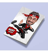 Kişiye Özel Erkek Karateci Karikatürlü Tebrik Kartı