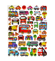 Sticker Kabartmalı Yaldızlı Stiker Çıkartma Etiket (YH030)-19x23 cm- Sevimli Arabalar
