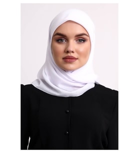 Kofra Desenli Baş Örtü - Beyaz (Karışık)