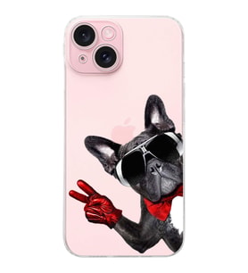 PrintiFy iPhone 15 ile Uyumlu Köpek 2 Kamera Korumalı Şeffaf Kılıf
