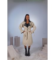 Maxi Boy Kemerli Cloak Trenchkot Bej