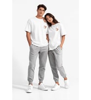 Sevgili Kombini Ayıcık Baskılı Çift Tişört Oversize Unisex Partner Kombin Seti (Beyaz)